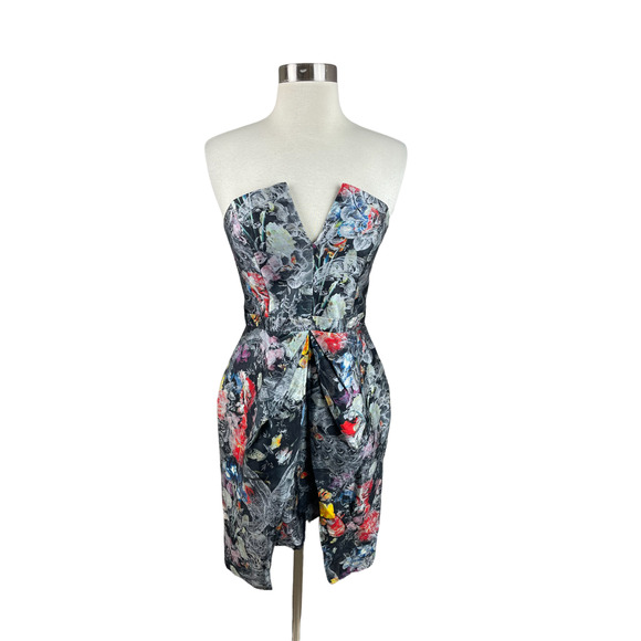 Zimmermann Dresses & Skirts - Zimmermann 1 Black Floral Peacock Strapless Layered Peplum Dress